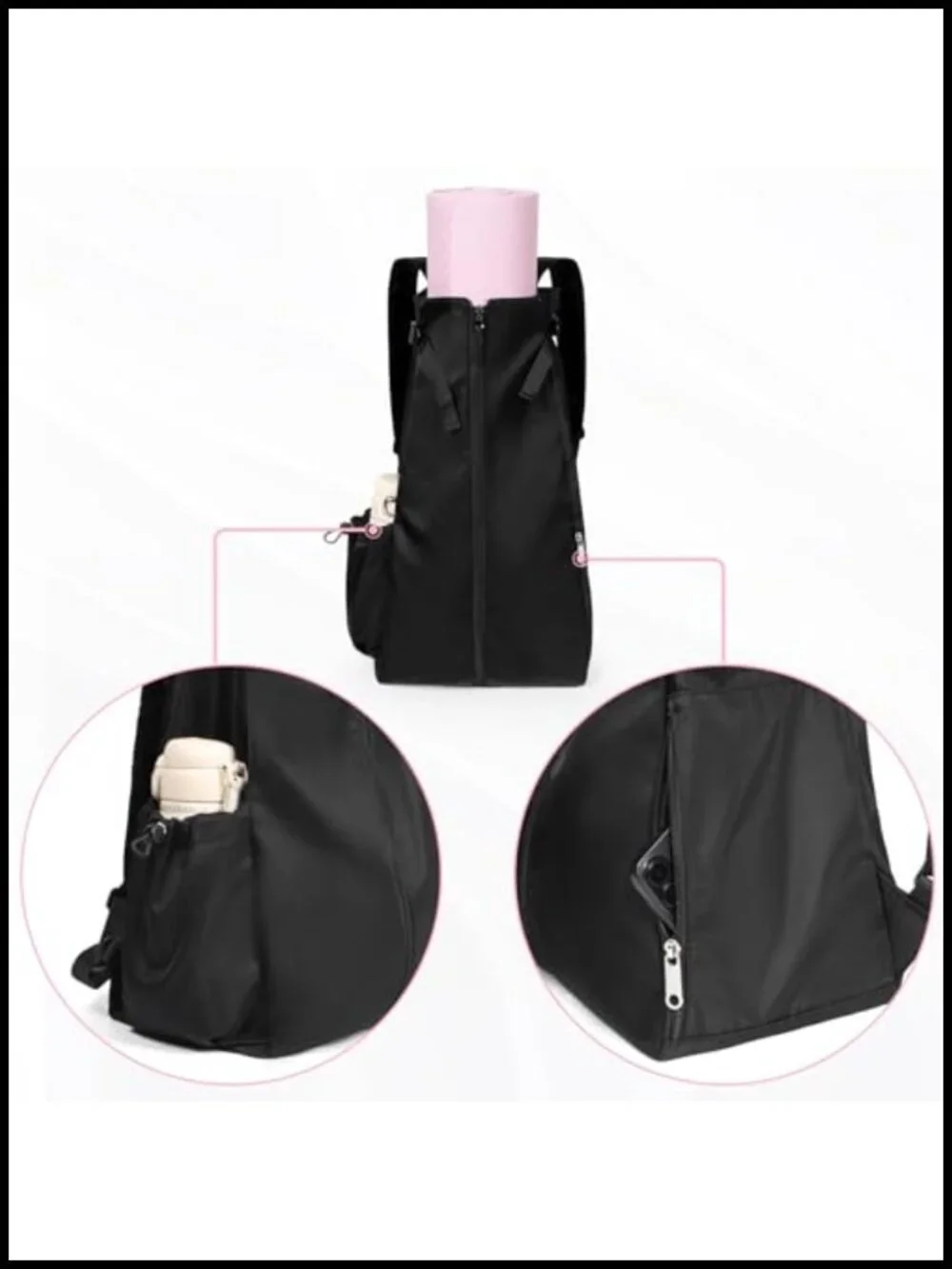 WOMACO Yoga Mat Bag with Backpack Straps and Side Pockets Nylon